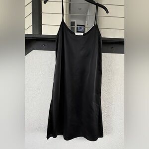 NWT Liviana Conti Black Satin Slip Dress IT 46 $418